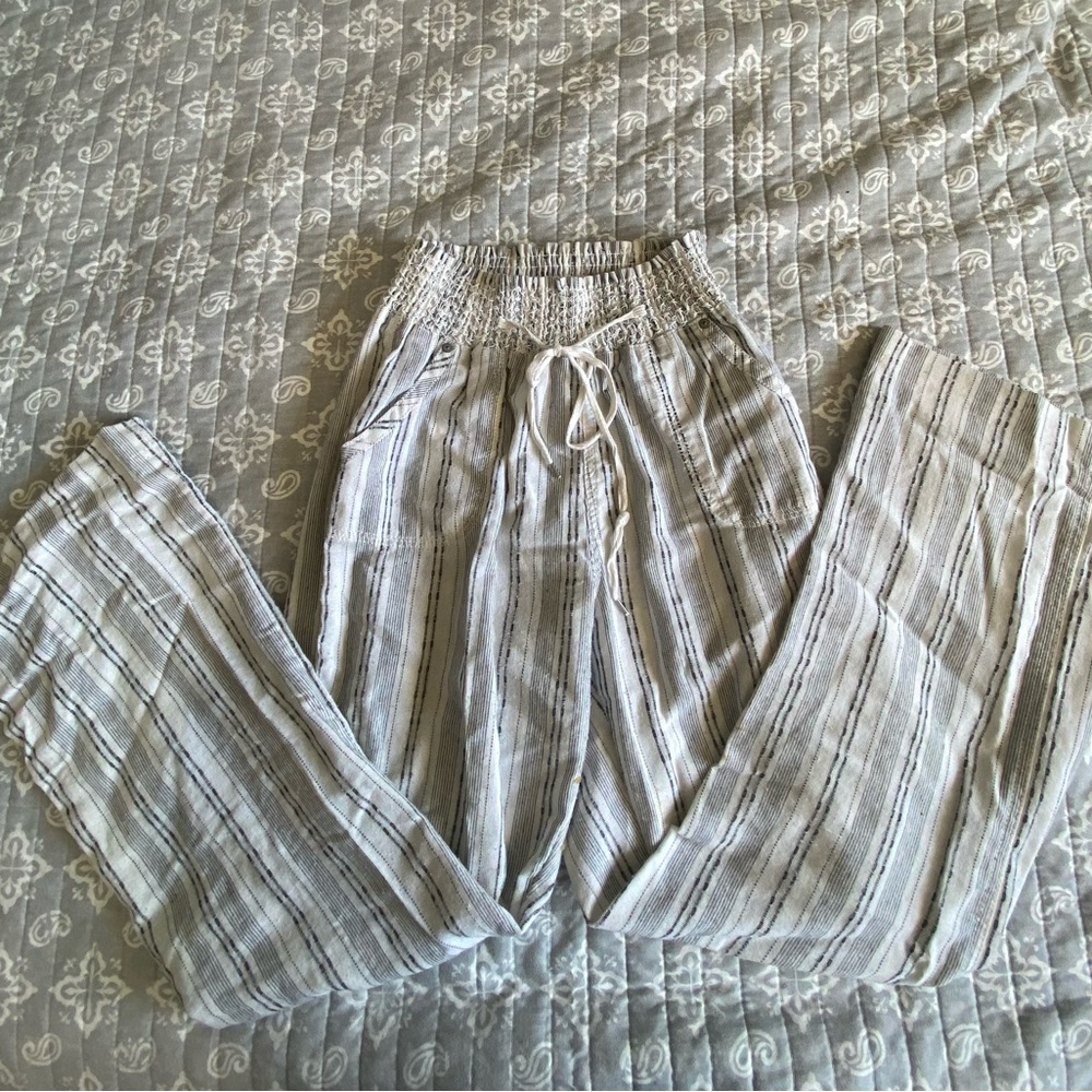 Ci Sono Light Gray Striped Wide Leg Pants